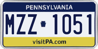 PA license plate MZZ1051