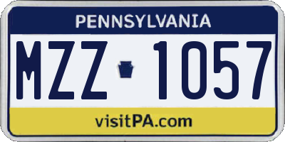 PA license plate MZZ1057