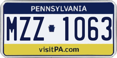 PA license plate MZZ1063