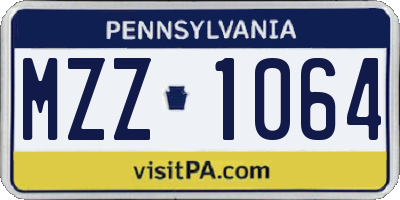 PA license plate MZZ1064