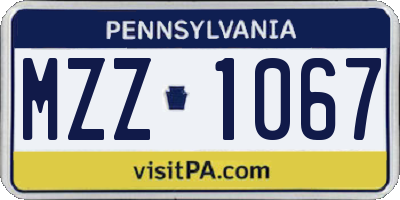PA license plate MZZ1067