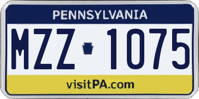 PA license plate MZZ1075