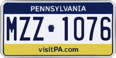PA license plate MZZ1076