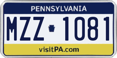 PA license plate MZZ1081