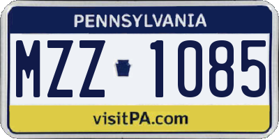 PA license plate MZZ1085