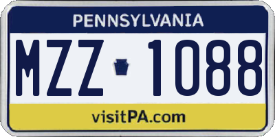 PA license plate MZZ1088