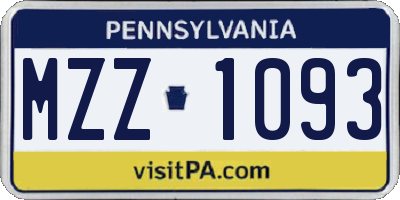 PA license plate MZZ1093