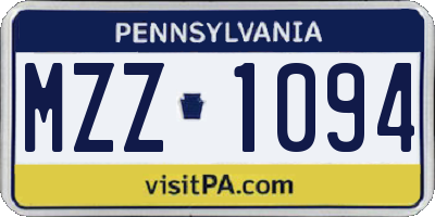 PA license plate MZZ1094