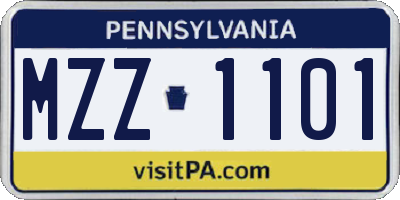 PA license plate MZZ1101
