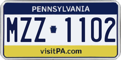 PA license plate MZZ1102