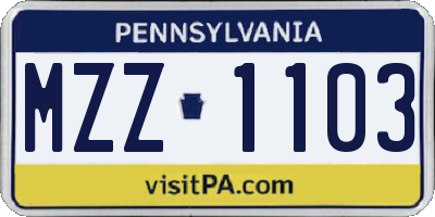 PA license plate MZZ1103