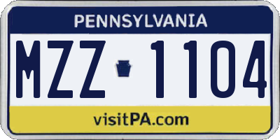 PA license plate MZZ1104