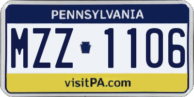 PA license plate MZZ1106