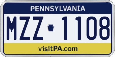 PA license plate MZZ1108