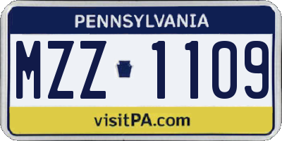 PA license plate MZZ1109