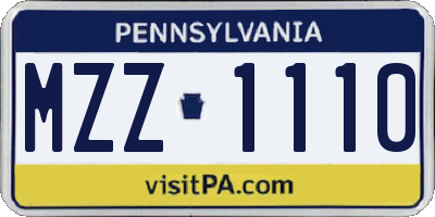 PA license plate MZZ1110