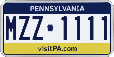 PA license plate MZZ1111