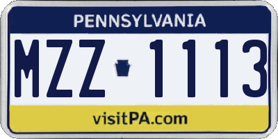 PA license plate MZZ1113