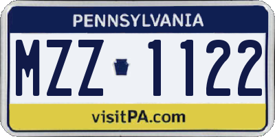 PA license plate MZZ1122