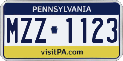 PA license plate MZZ1123