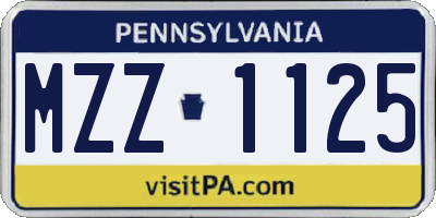 PA license plate MZZ1125