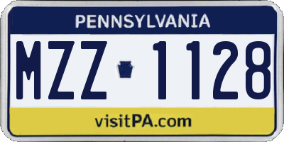 PA license plate MZZ1128