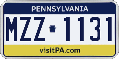 PA license plate MZZ1131