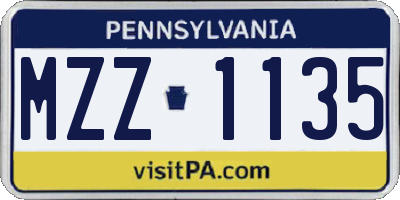 PA license plate MZZ1135