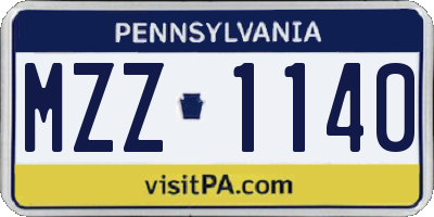 PA license plate MZZ1140