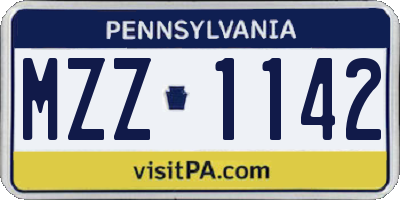 PA license plate MZZ1142