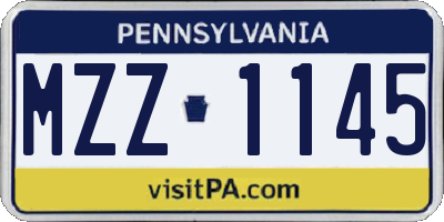 PA license plate MZZ1145