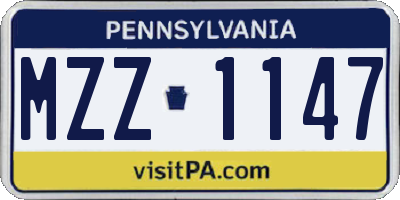 PA license plate MZZ1147