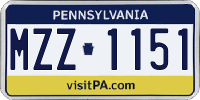 PA license plate MZZ1151