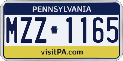 PA license plate MZZ1165
