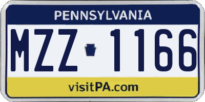 PA license plate MZZ1166