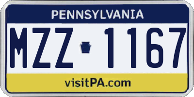 PA license plate MZZ1167