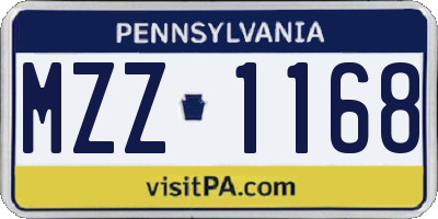 PA license plate MZZ1168