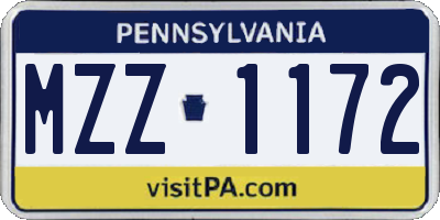 PA license plate MZZ1172