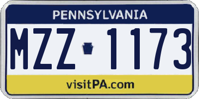 PA license plate MZZ1173