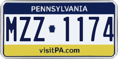 PA license plate MZZ1174