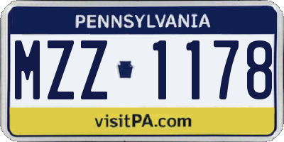 PA license plate MZZ1178