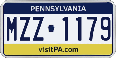 PA license plate MZZ1179