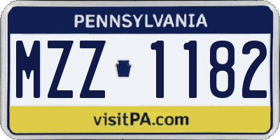 PA license plate MZZ1182