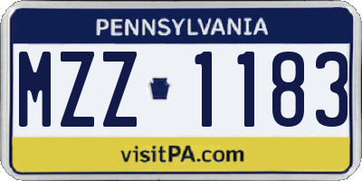 PA license plate MZZ1183
