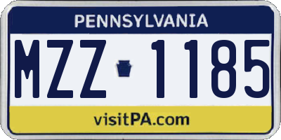 PA license plate MZZ1185