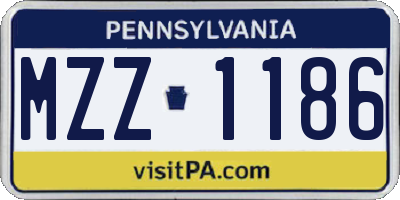 PA license plate MZZ1186