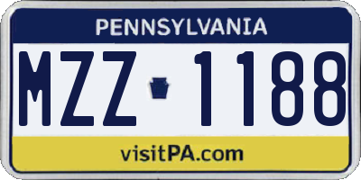 PA license plate MZZ1188