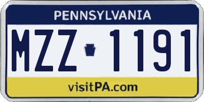 PA license plate MZZ1191