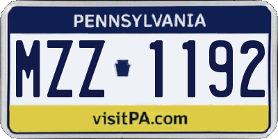 PA license plate MZZ1192