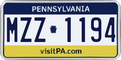 PA license plate MZZ1194